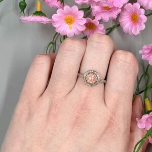 925 Sterling Silver Morganite Stone Vintage Ring Size 7